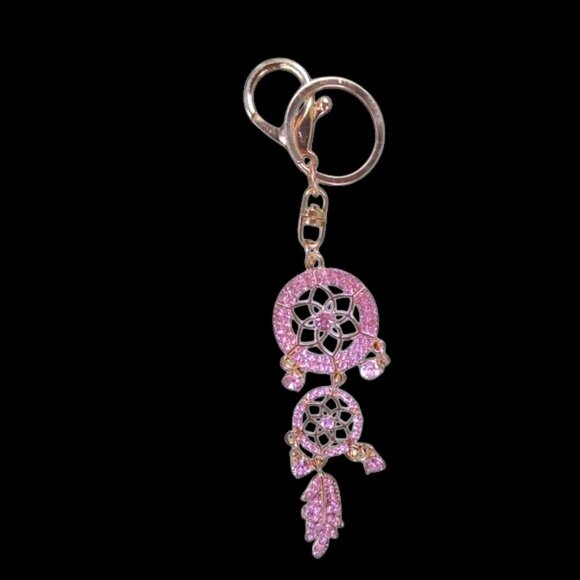 Handbags - Pink Rhinestone Dream Catcher Bag Charm